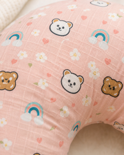 Muslin Feeding Pillow - Pinky Bear